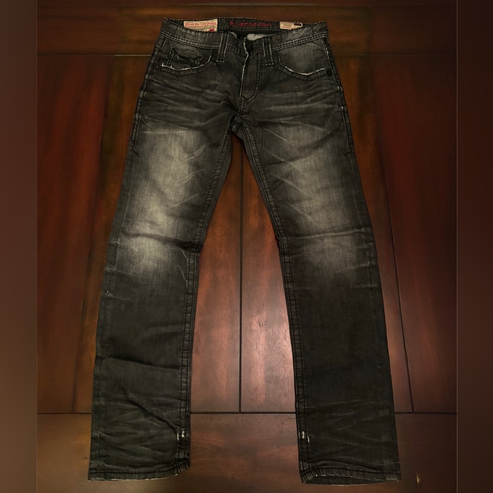 Rivet De Cru Charcoal/Washed Black Straight Jeans 32x34